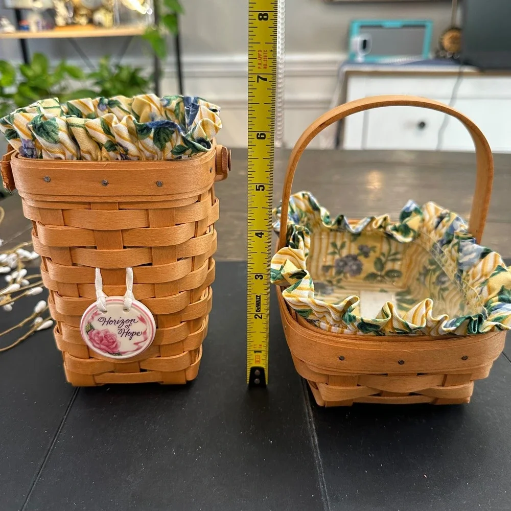 Longaberger‎ Horizons of Hope 2 Piece Yellow Floral Small Baskets Vintage '90s